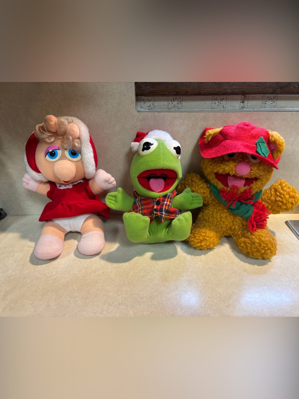 1987 McDonald's Jim Henson Muppet Babies Christmas Plush Ms Piggy Kermit Fozzie